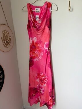 Paper Heart Pink Orchid Floral sleeveless Cowl Neck Maxi Dress